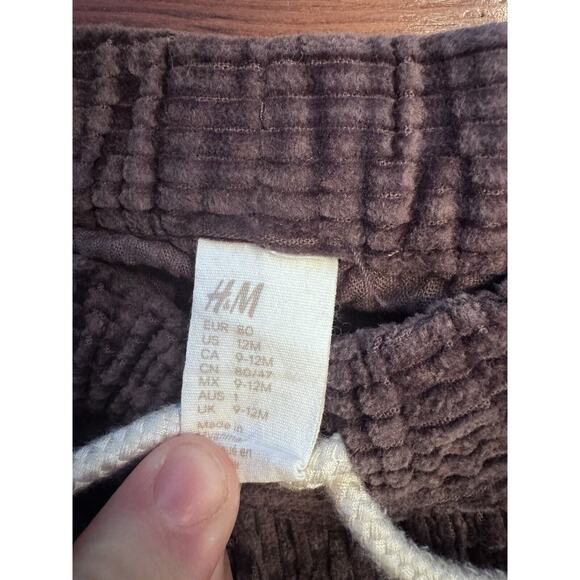 H&M Baby Boys Chocolate Brown Corduroy Loose Pants Drawstring Size 12 Months - Picture 5 of 6
